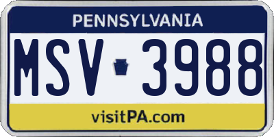 PA license plate MSV3988