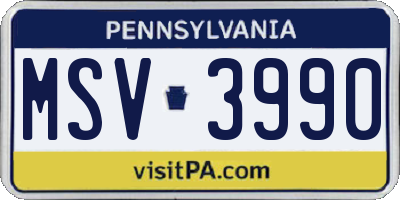 PA license plate MSV3990