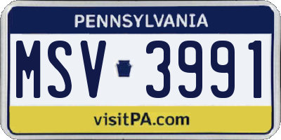PA license plate MSV3991