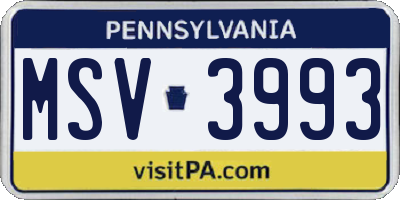PA license plate MSV3993