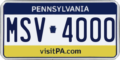 PA license plate MSV4000