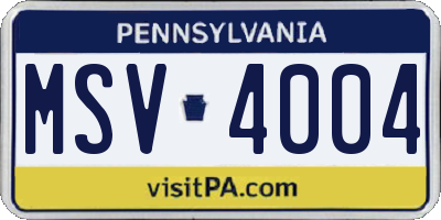PA license plate MSV4004