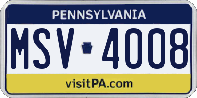 PA license plate MSV4008