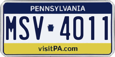 PA license plate MSV4011