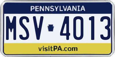PA license plate MSV4013