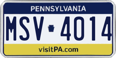 PA license plate MSV4014