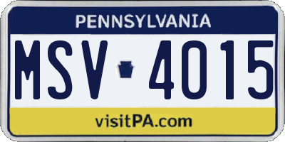 PA license plate MSV4015