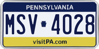 PA license plate MSV4028