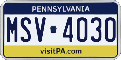 PA license plate MSV4030