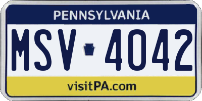 PA license plate MSV4042