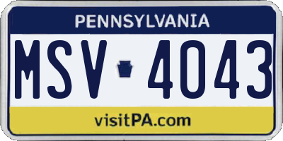 PA license plate MSV4043