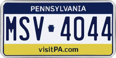 PA license plate MSV4044