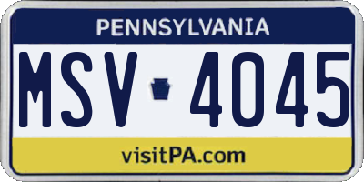 PA license plate MSV4045