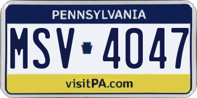 PA license plate MSV4047
