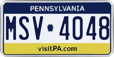 PA license plate MSV4048