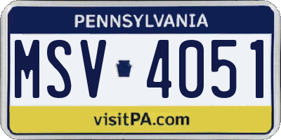 PA license plate MSV4051