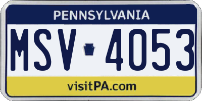 PA license plate MSV4053
