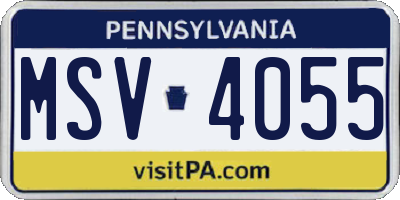 PA license plate MSV4055