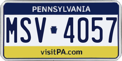 PA license plate MSV4057