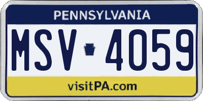 PA license plate MSV4059