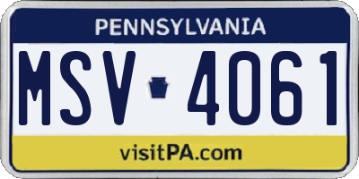 PA license plate MSV4061