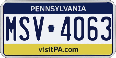 PA license plate MSV4063
