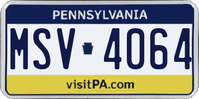 PA license plate MSV4064