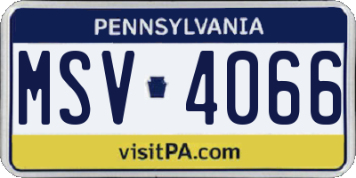 PA license plate MSV4066