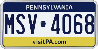 PA license plate MSV4068