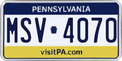 PA license plate MSV4070
