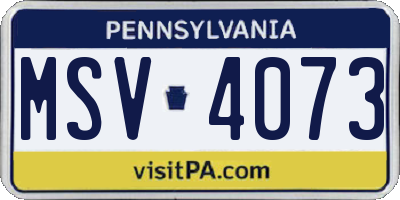 PA license plate MSV4073