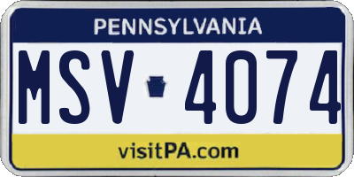 PA license plate MSV4074
