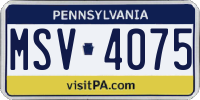 PA license plate MSV4075