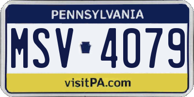 PA license plate MSV4079