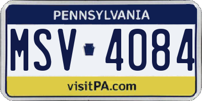 PA license plate MSV4084