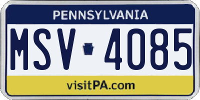 PA license plate MSV4085