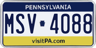 PA license plate MSV4088