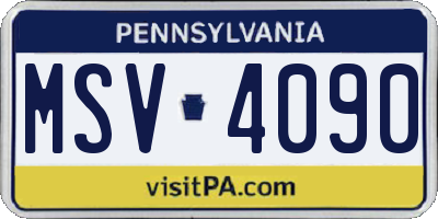 PA license plate MSV4090