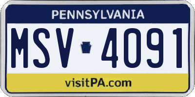 PA license plate MSV4091