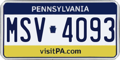 PA license plate MSV4093