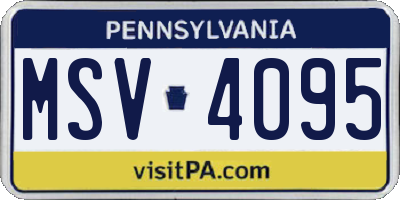 PA license plate MSV4095