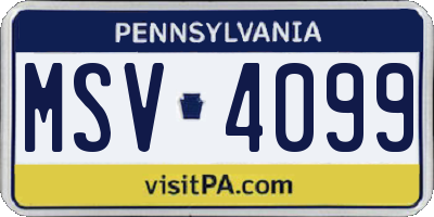 PA license plate MSV4099