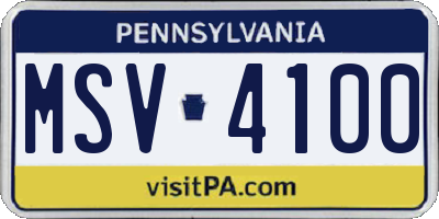 PA license plate MSV4100