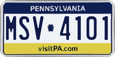 PA license plate MSV4101