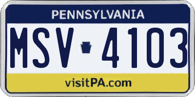 PA license plate MSV4103