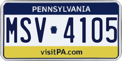 PA license plate MSV4105
