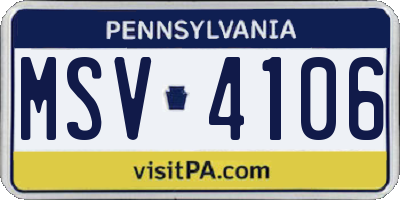 PA license plate MSV4106