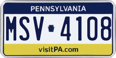 PA license plate MSV4108