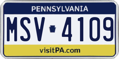 PA license plate MSV4109