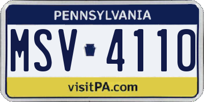 PA license plate MSV4110